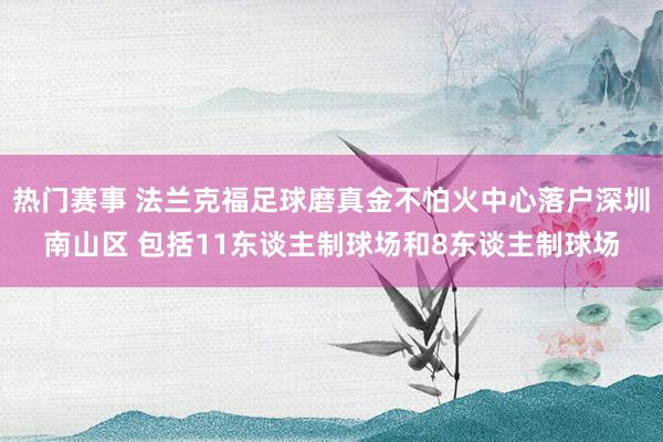 热门赛事 法兰克福足球磨真金不怕火中心落户深圳南山区 包括11东谈主制球场和8东谈主制球场