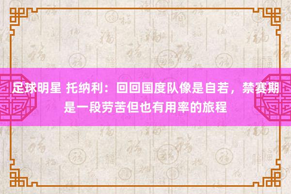 足球明星 托纳利：回回国度队像是自若，禁赛期是一段劳苦但也有用率的旅程