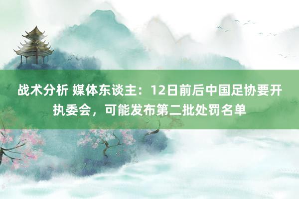 战术分析 媒体东谈主：12日前后中国足协要开执委会，可能发布第二批处罚名单